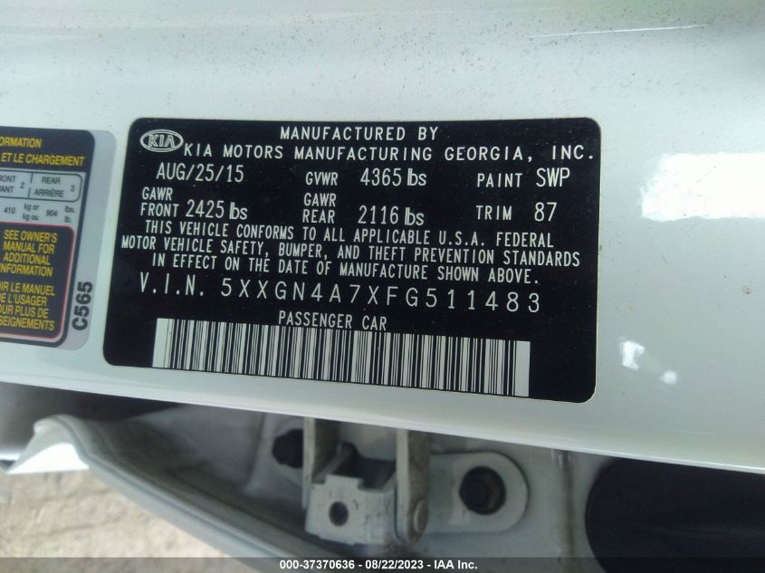 2015 KIA OPTIMA EX - 5XXGN4A7XFG511483