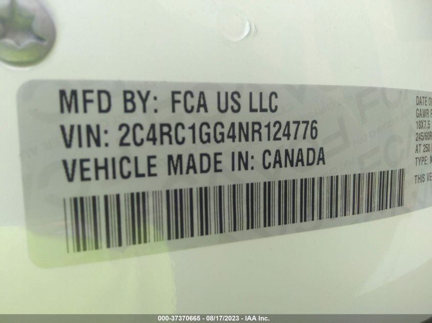 2022 CHRYSLER PACIFICA LIMITED - 2C4RC1GG4NR124776