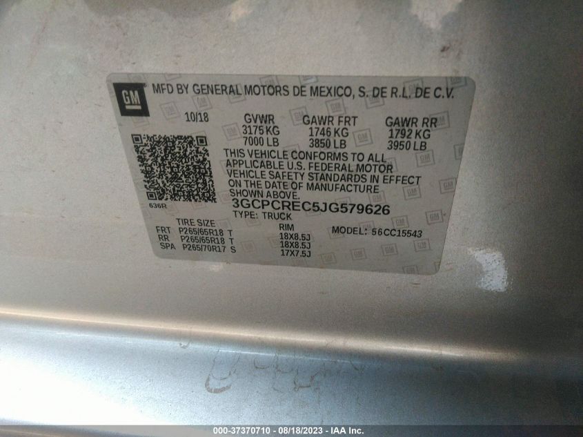 2018 CHEVROLET SILVERADO 1500 LT - 3GCPCREC5JG579626