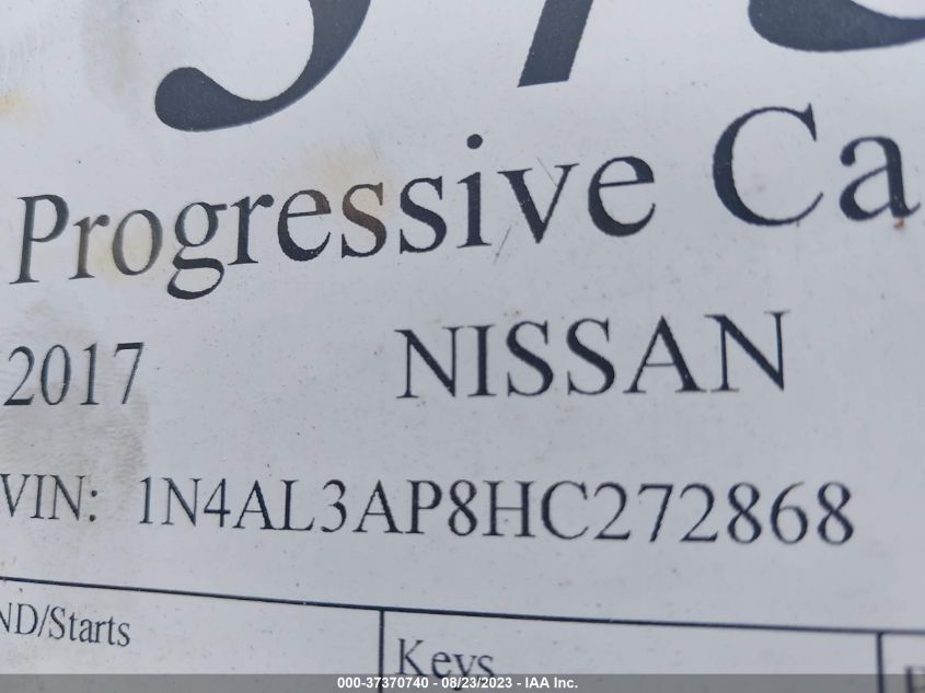 2017 NISSAN ALTIMA 2.5 SV - 1N4AL3AP8HC272868