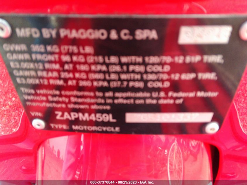2016 VESPA GTS 300 SUPER ZAPM459L7G5101337
