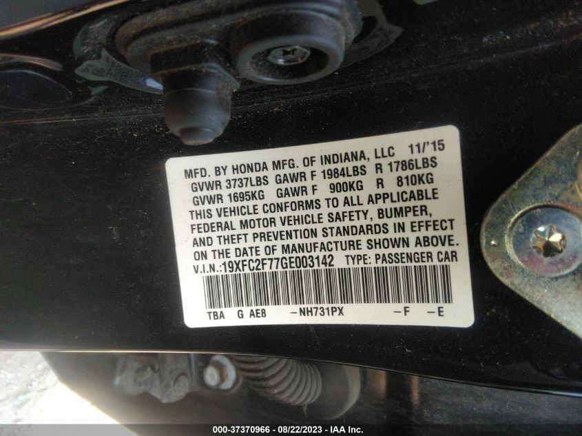 2016 HONDA CIVIC SEDAN EX - 19XFC2F77GE003142
