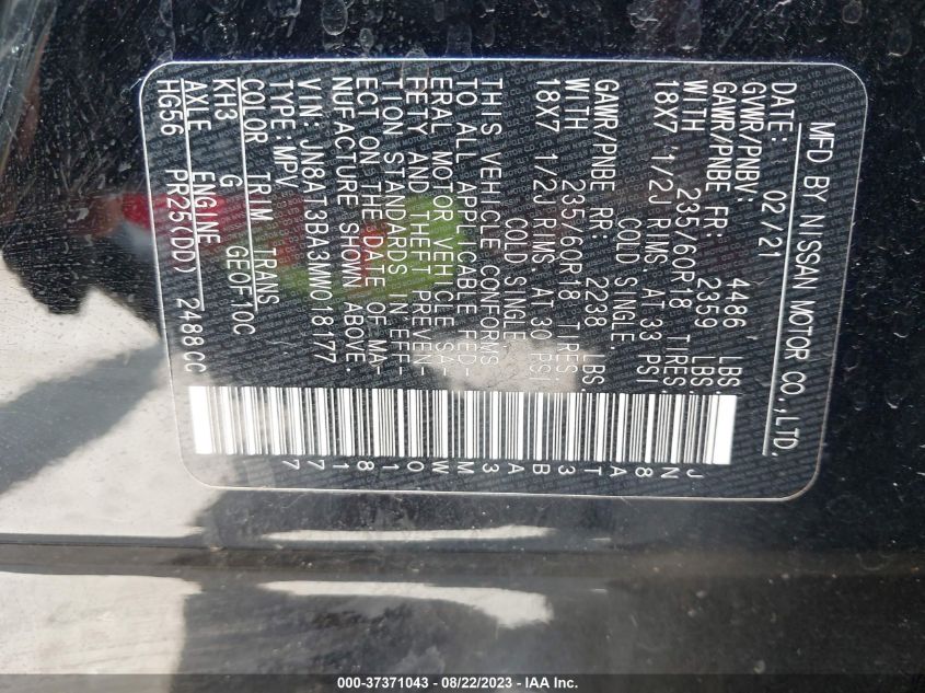 2021 NISSAN ROGUE SV - JN8AT3BA3MW018177