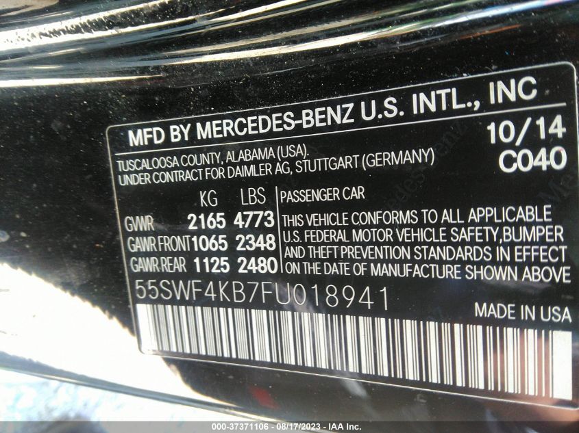 55SWF4KB7FU018941 2015 MERCEDES-BENZ C-CLASS, photo no. 9