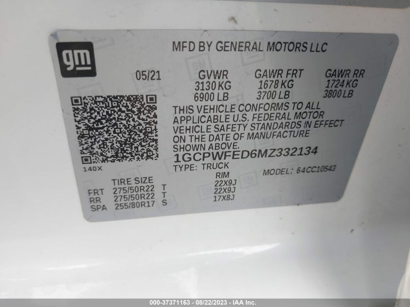 2021 CHEVROLET SILVERADO 1500 HIGH COUNTRY - 1GCPWFED6MZ332134