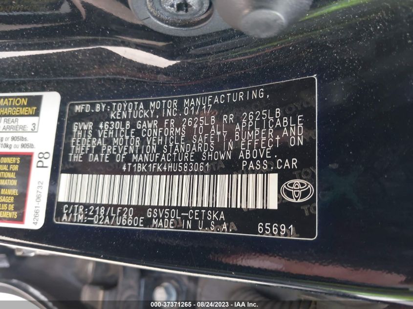 2017 TOYOTA CAMRY XSE V6 - 4T1BK1FK4HU583061