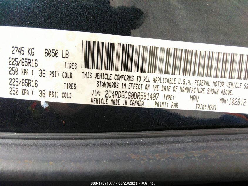 2013 DODGE GRAND CARAVAN SXT - 2C4RDGCG0DR591407