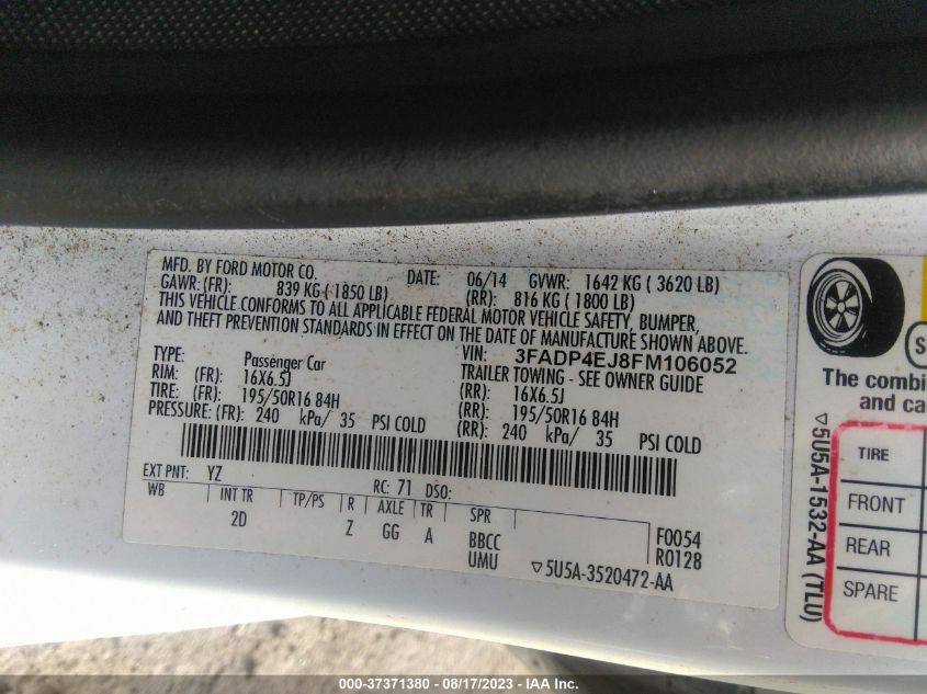 2015 FORD FIESTA SE - 3FADP4EJ8FM106052