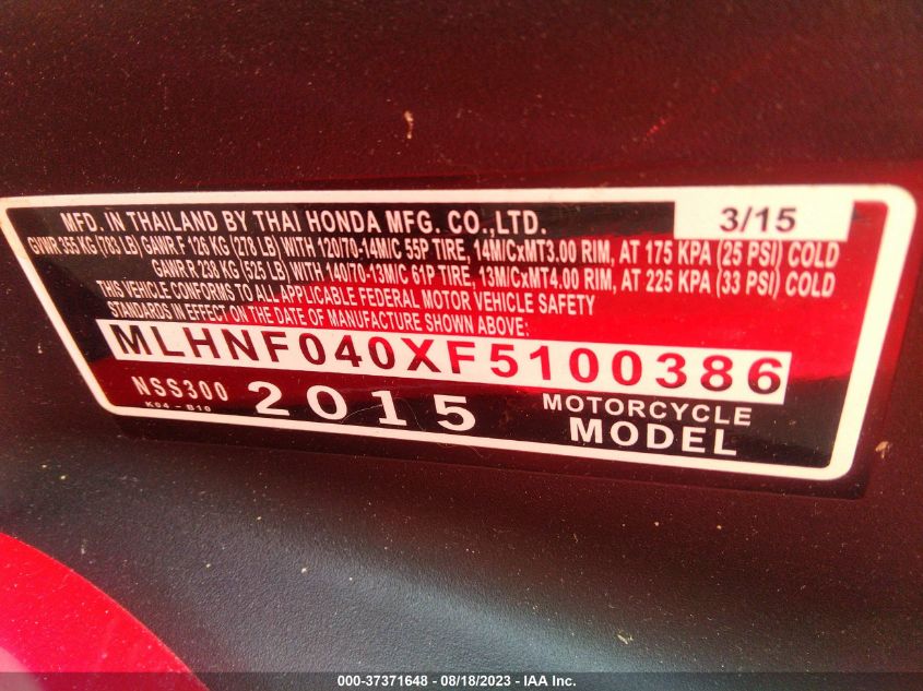 2015 HONDA NSS300 MLHNF040XF5100386