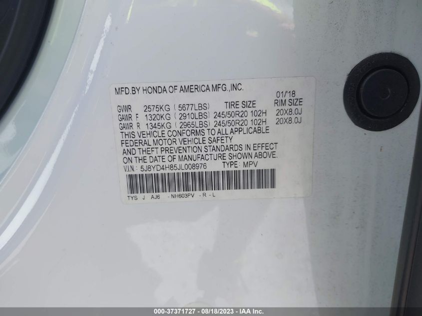 2018 ACURA MDX ADVANCE - 5J8YD4H85JL008976
