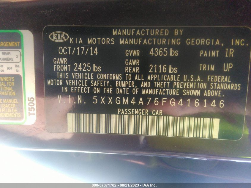 2015 KIA OPTIMA LX - 5XXGM4A76FG416146