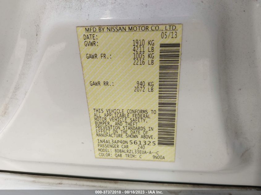 2013 NISSAN ALTIMA 2.5 S - 1N4AL3AP4DN561325
