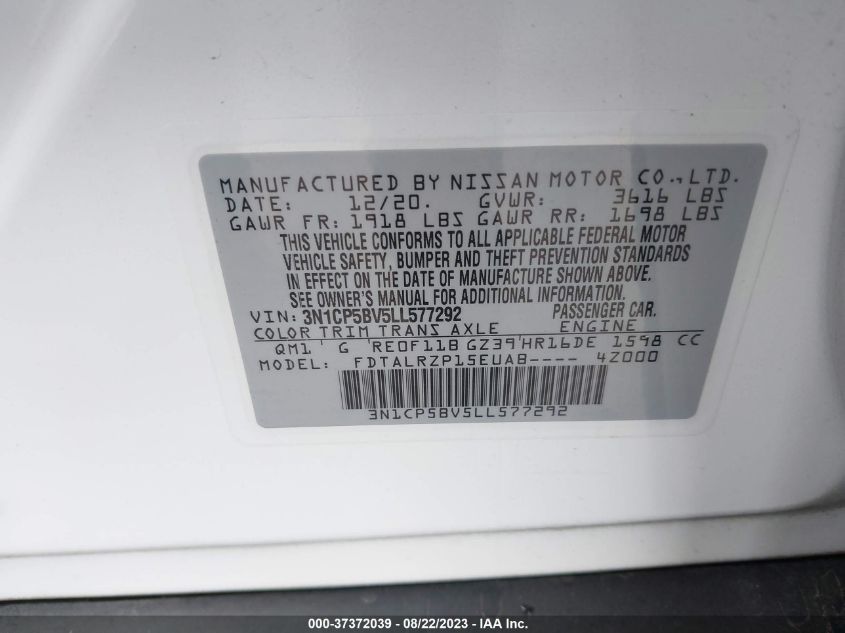 2020 NISSAN KICKS S - 3N1CP5BV5LL577292