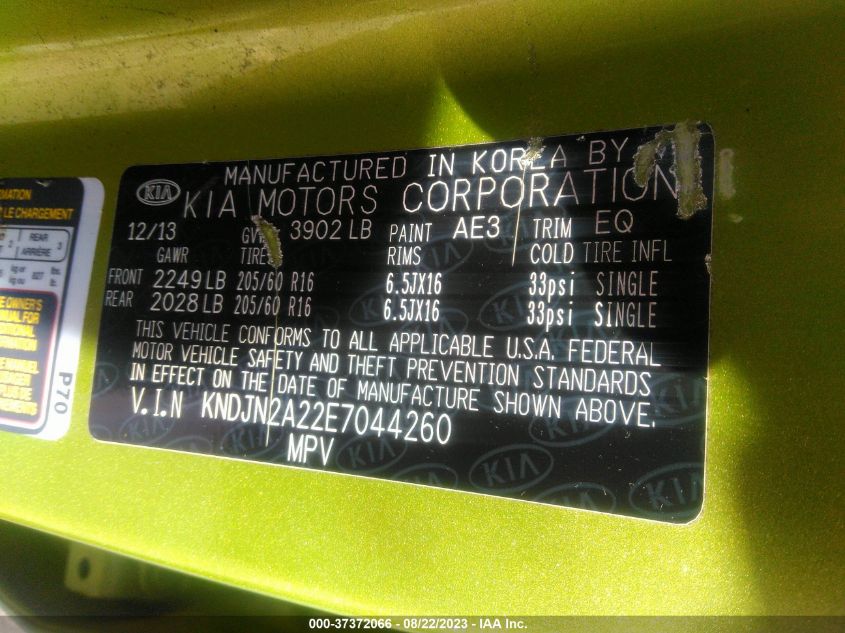 2014 KIA SOUL BASE - KNDJN2A22E7044260