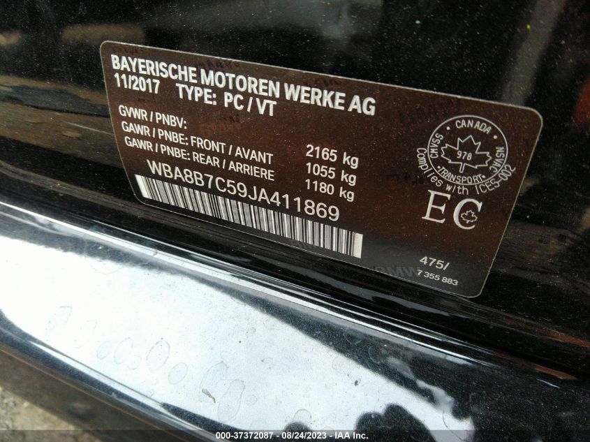 2018 BMW 3 SERIES 340I XDRIVE - WBA8B7C59JA411869
