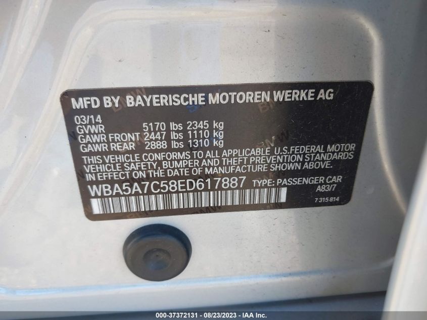 2014 BMW 5 SERIES 528I XDRIVE - WBA5A7C58ED617887