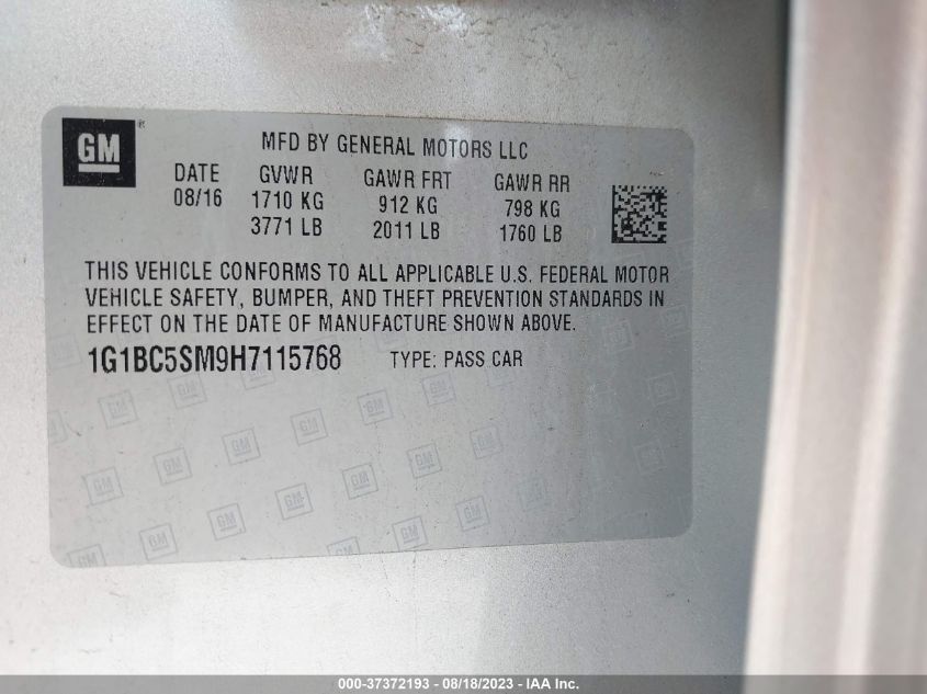 2017 CHEVROLET CRUZE LS - 1G1BC5SM9H7115768