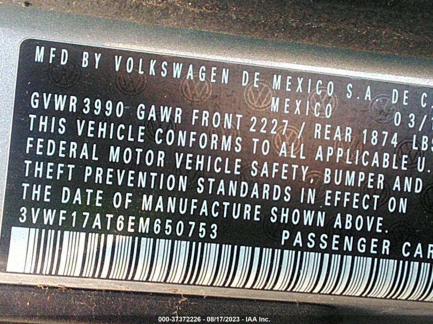 2014 VOLKSWAGEN BEETLE COUPE 1.8T ENTRY - 3VWF17AT6EM650753