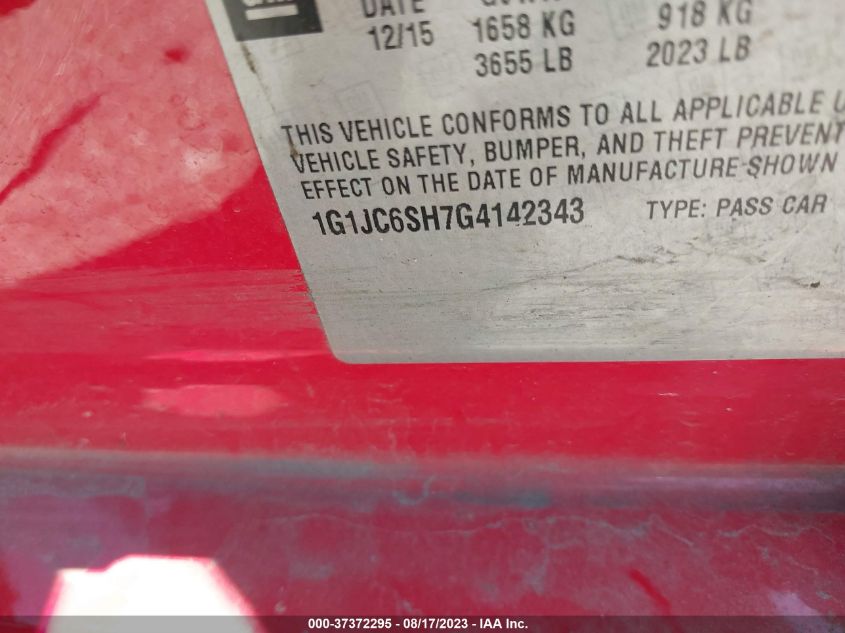 2016 CHEVROLET SONIC LT - 1G1JC6SH7G4142343