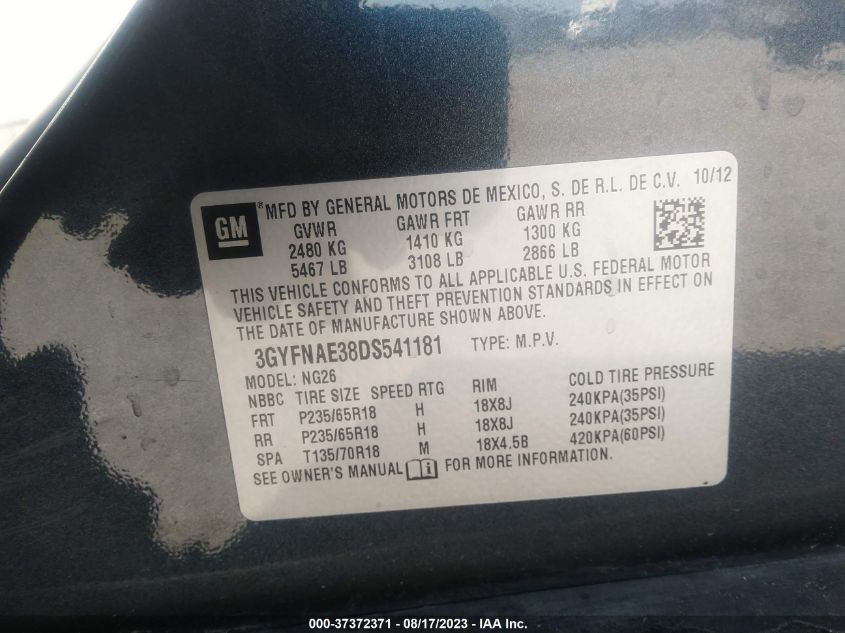 2013 CADILLAC SRX BASE - 3GYFNAE38DS541181