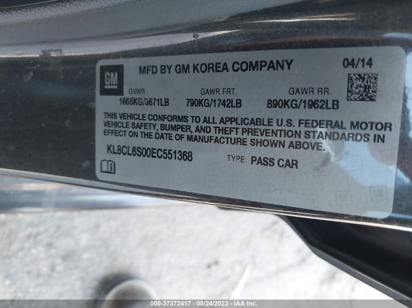 2014 CHEVROLET SPARK EV LT KL8CL6S00EC551368