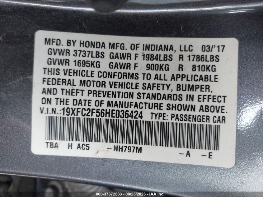 2017 HONDA CIVIC SEDAN LX - 19XFC2F56HE036424