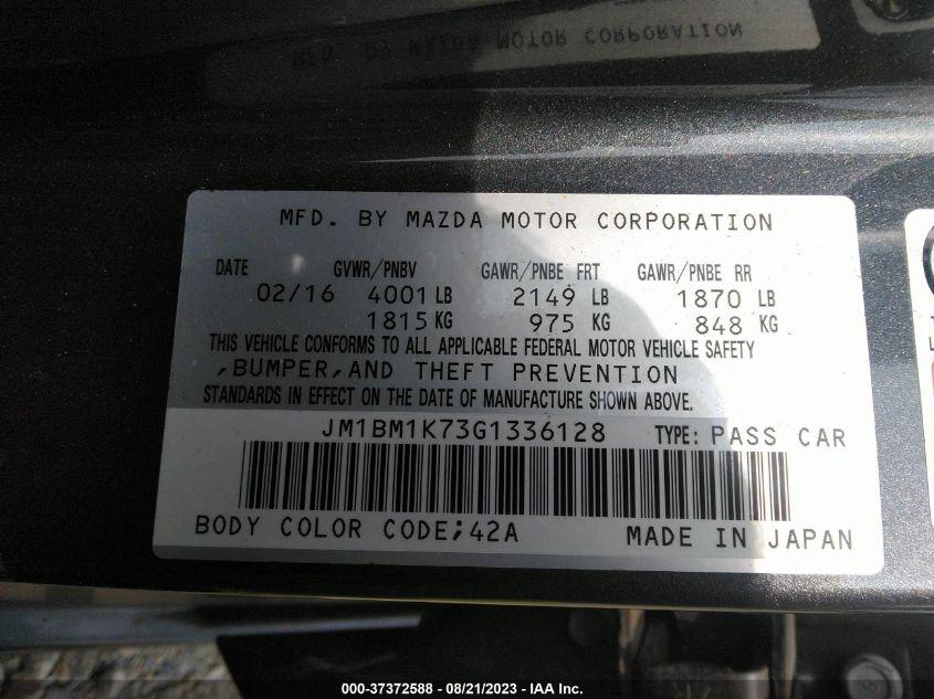 2016 MAZDA MAZDA3 I SPORT - JM1BM1K73G1336128