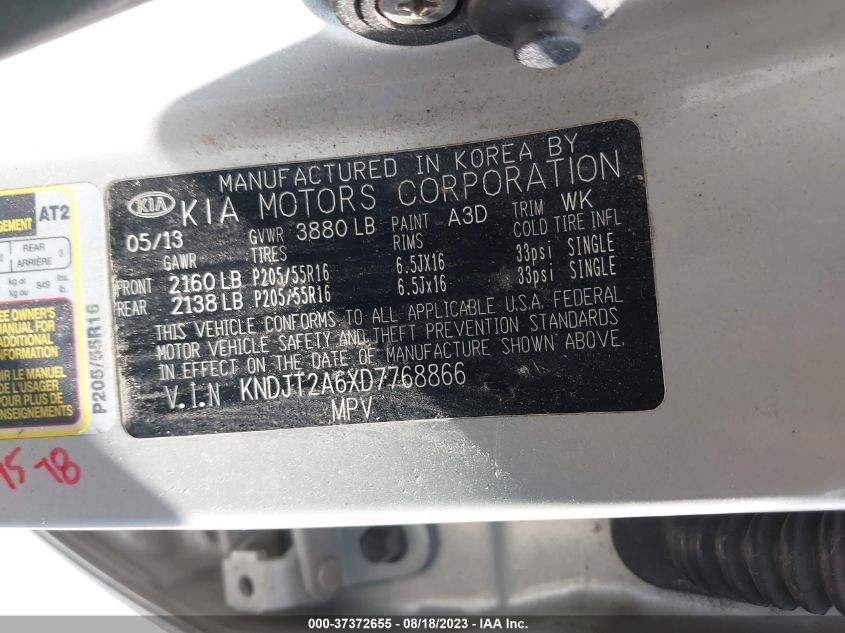 2013 KIA SOUL + - KNDJT2A6XD7768866