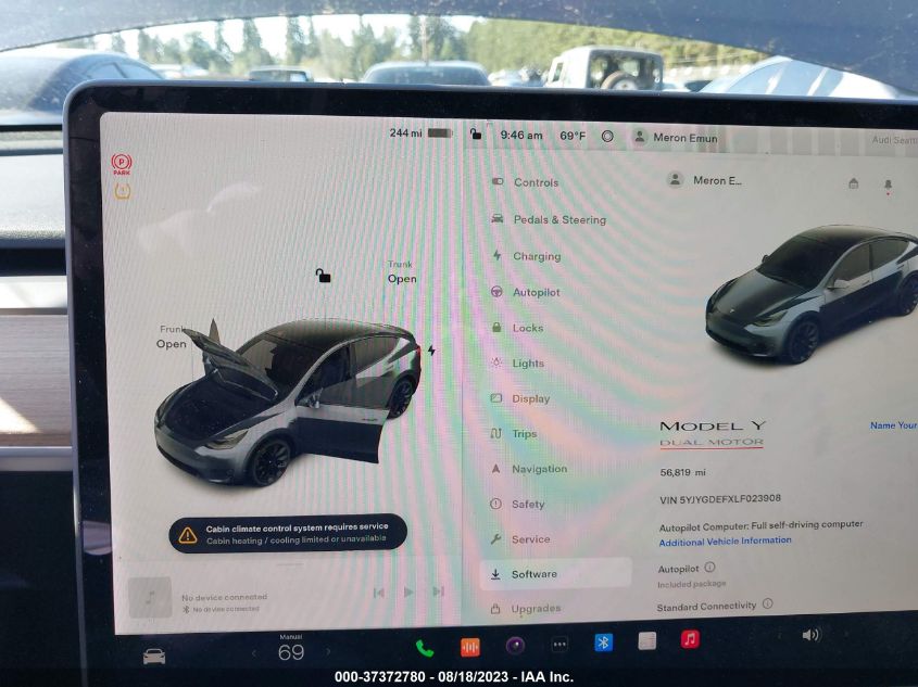 2020 TESLA MODEL Y LONG RANGE/PERFORMANCE - 5YJYGDEFXLF023908