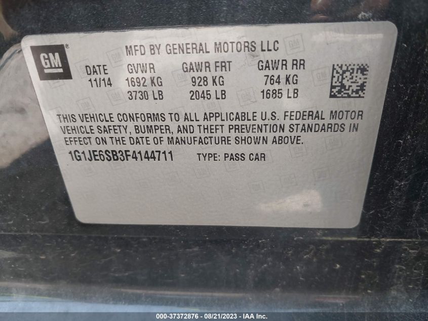 2015 CHEVROLET SONIC LTZ - 1G1JE6SB3F4144711