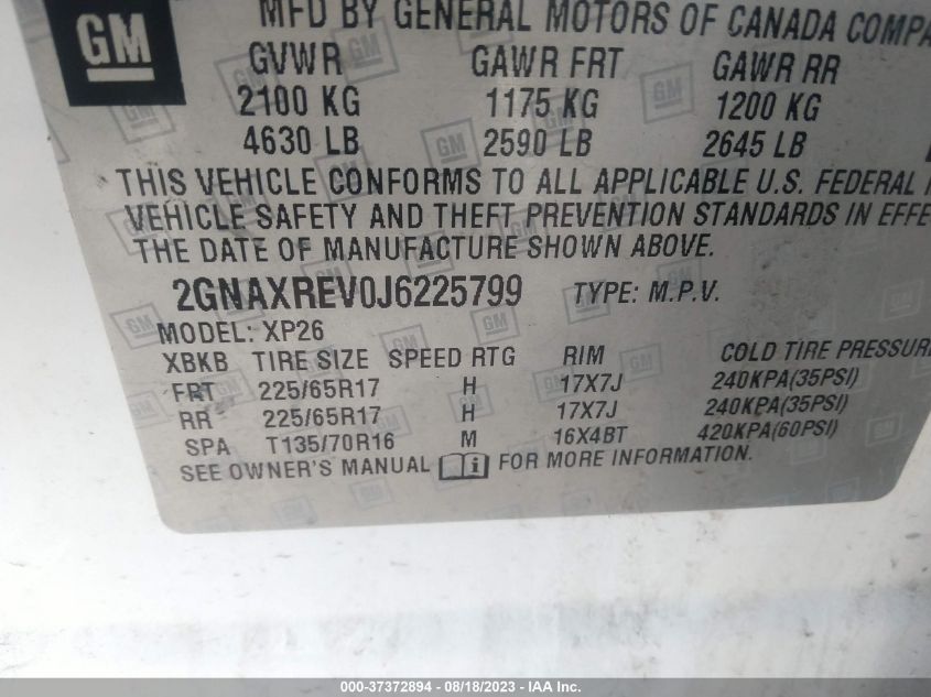 2018 CHEVROLET EQUINOX LS - 2GNAXREV0J6225799