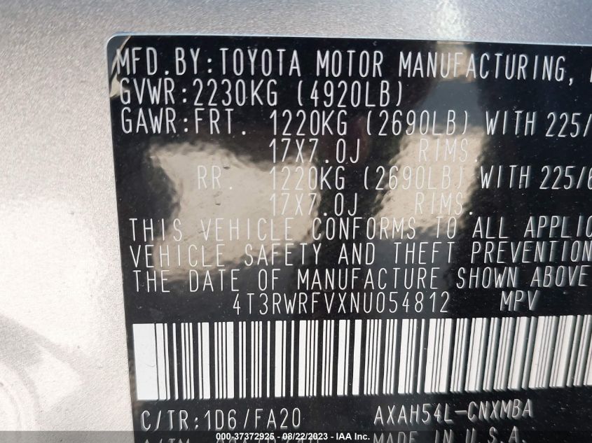 2022 TOYOTA RAV4 HYBRID XLE - 4T3RWRFVXNU054812