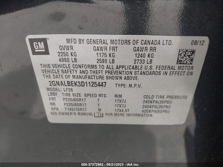 2013 CHEVROLET EQUINOX LS - 2GNALBEK3D1125447