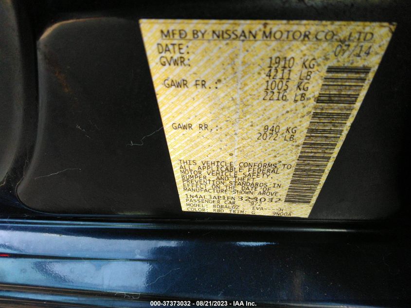2015 NISSAN ALTIMA 2.5 S - 1N4AL3AP1FN323032