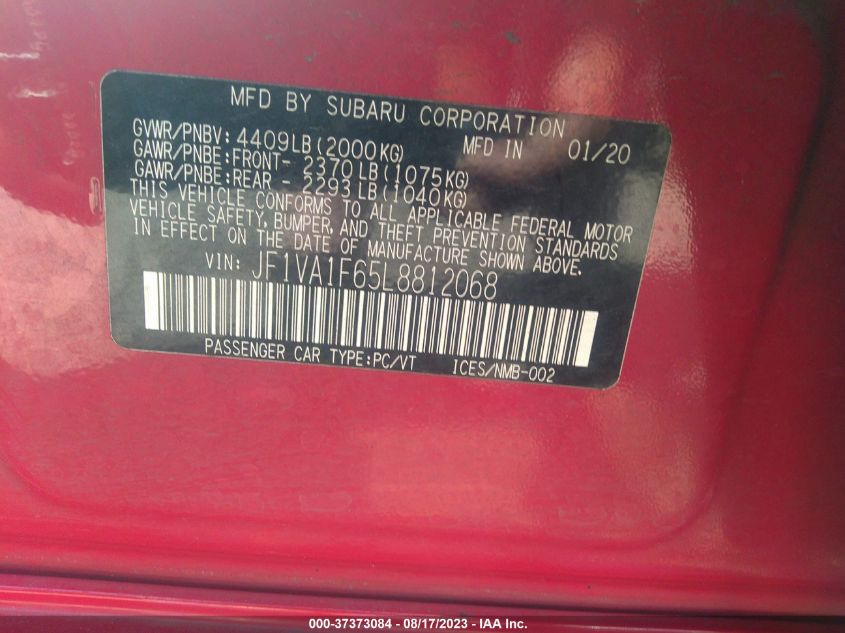 2020 SUBARU WRX PREMIUM - JF1VA1F65L8812068