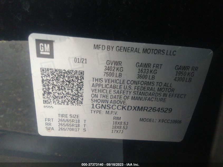 2021 CHEVROLET SUBURBAN LT - 1GNSCCKDXMR264529
