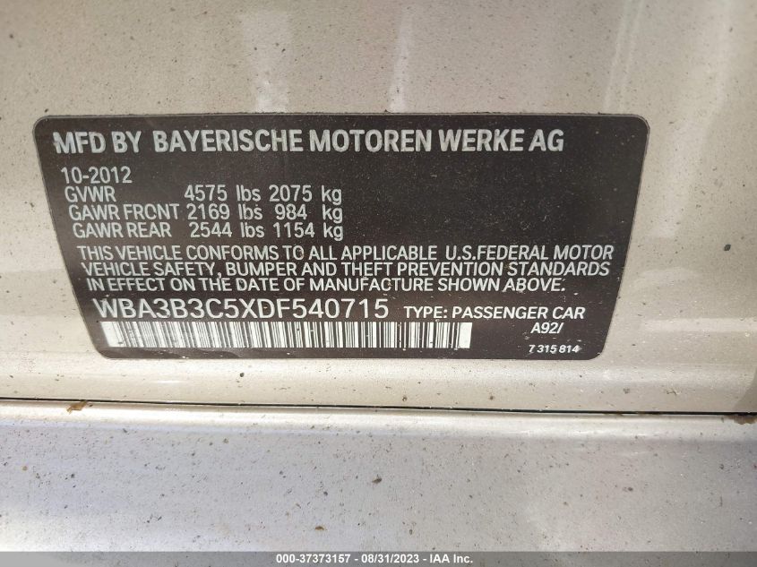 2013 BMW 3 SERIES 328I XDRIVE - WBA3B3C5XDF540715