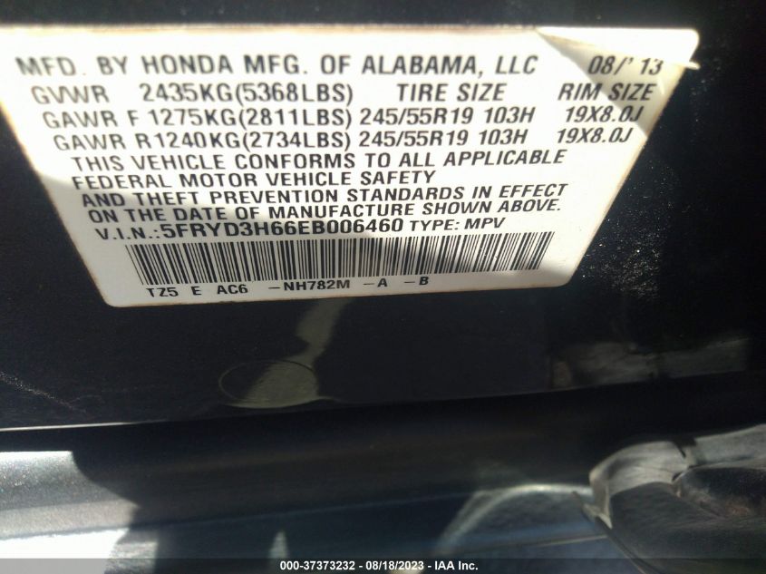 2014 ACURA MDX TECH/ENTERTAINMENT PKG - 5FRYD3H66EB006460