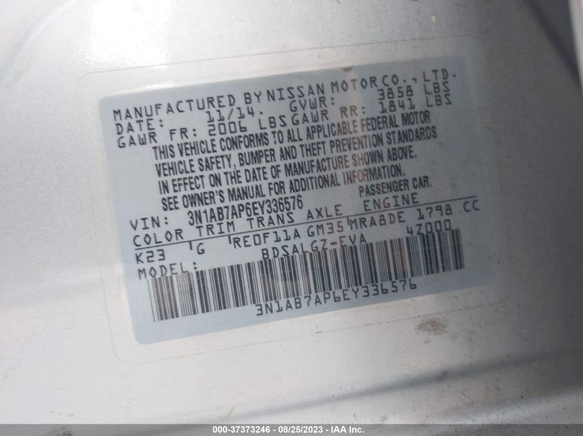 2014 NISSAN SENTRA SL - 3N1AB7AP6EY336576