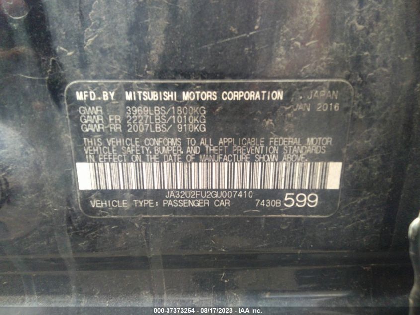 2016 MITSUBISHI LANCER ES - JA32U2FU2GU007410