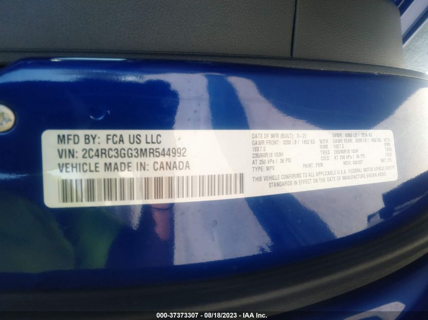 2021 CHRYSLER PACIFICA LIMITED - 2C4RC3GG3MR544992