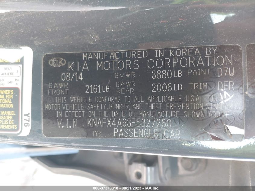 2015 KIA FORTE LX - KNAFX4A63F5327260