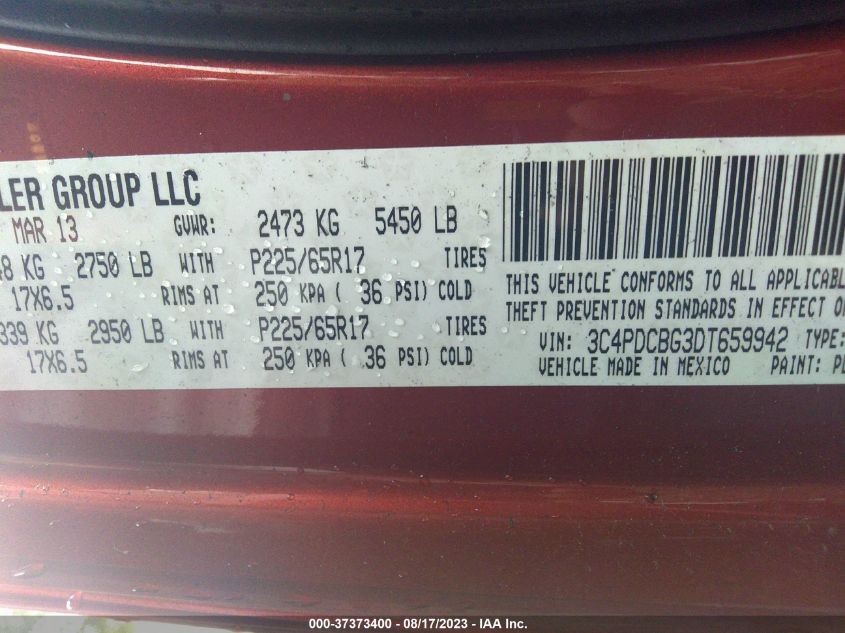 2013 DODGE JOURNEY SXT - 3C4PDCBG3DT659942