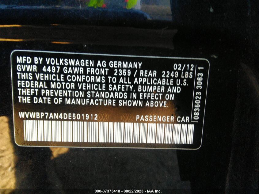 2013 VOLKSWAGEN CC SPORT PLUS - WVWBP7AN4DE501912