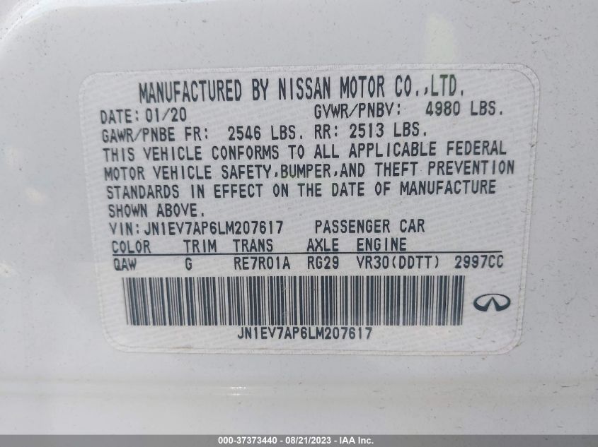 2020 INFINITI Q50 3.0T LUXE - JN1EV7AP6LM207617