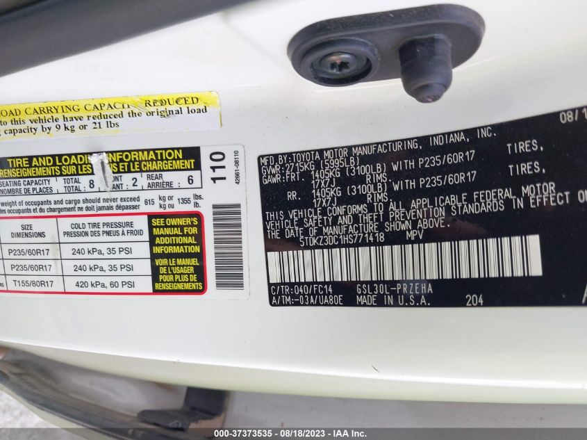 2017 TOYOTA SIENNA LE - 5TDKZ3DC1HS771418
