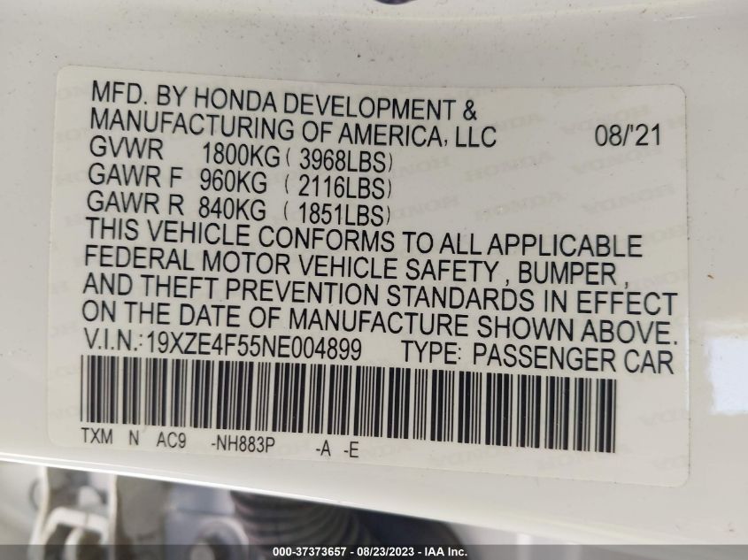 2022 HONDA INSIGHT EX - 19XZE4F55NE004899