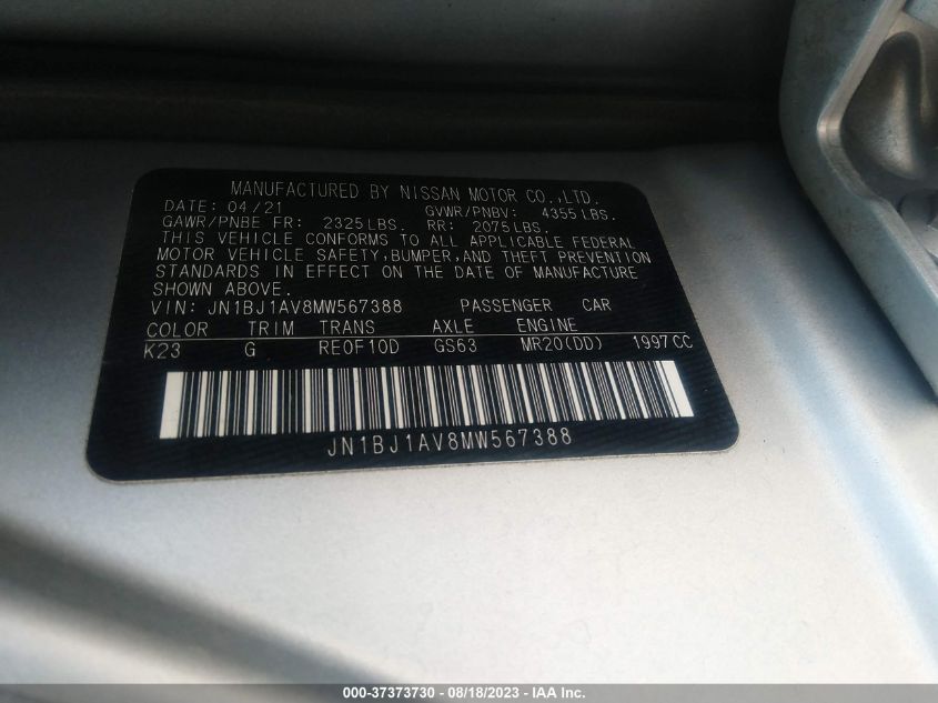 2021 NISSAN ROGUE SPORT S - JN1BJ1AV8MW567388