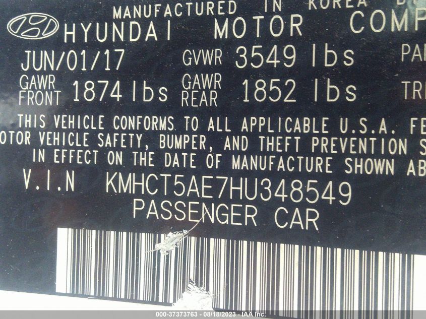 2017 HYUNDAI ACCENT SE - KMHCT5AE7HU348549