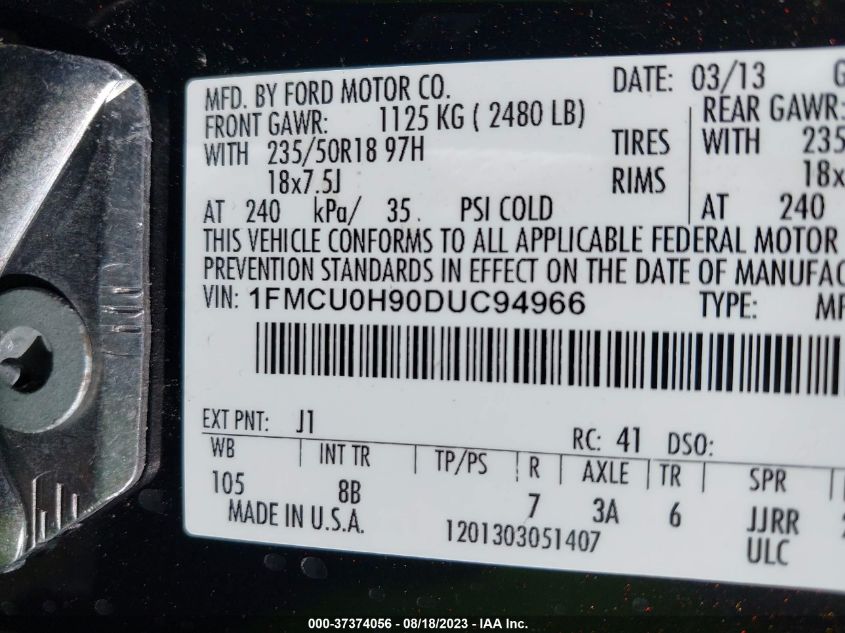 2013 FORD ESCAPE SEL - 1FMCU0H90DUC94966